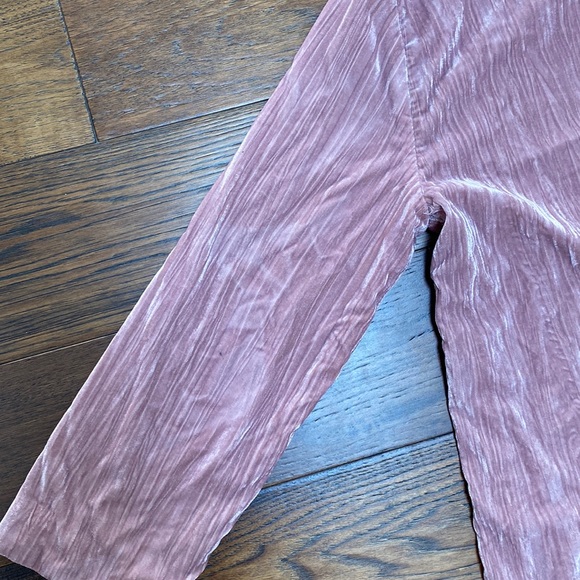 Free People Daria Crinkled Velvet Blazer Jacket, dusty pink, size S - Picture 12 of 16